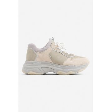 Pantofi sport flatform din piele intoarsa cu garnituri din material textil