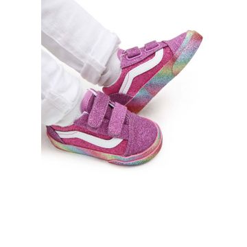 Vans tenisi copii TD Old Skool V GLIT MULTI culoarea violet