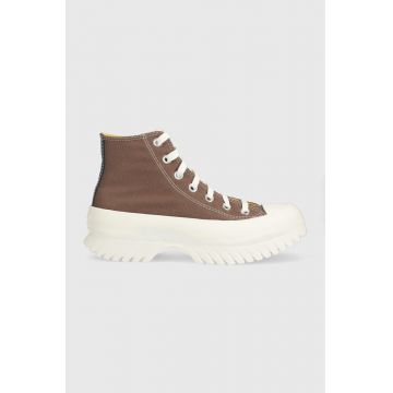 Converse teniși Chuck Taylor All Star Lugged 2.0 HI femei, culoarea maro, A03808C A03808C-CHOCOLATE