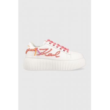 Karl Lagerfeld sneakers din piele KREEPER LO culoarea alb, KL42372