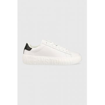 Tommy Jeans sneakers din piele LEATHER OUTSOLE culoarea alb, EM0EM01159