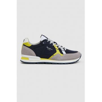 Pantofi sport cu aspect contrastant si garnituri de piele intoarsa