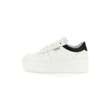 Pantofi sport flatform de piele si piele ecologica cu perforatii
