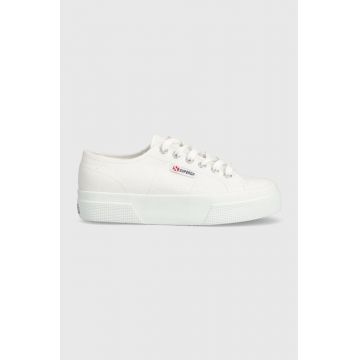 Superga tenisi 2740 PLATFORM femei, culoarea alb, S21384W