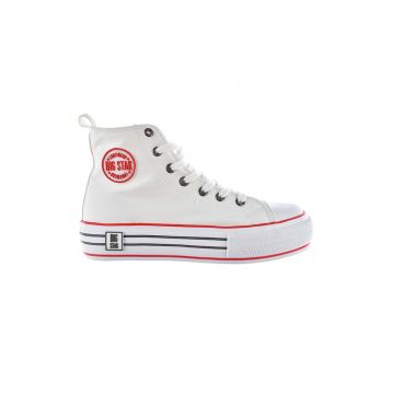 Tenisi flatform mid-high cu aplicatie logo