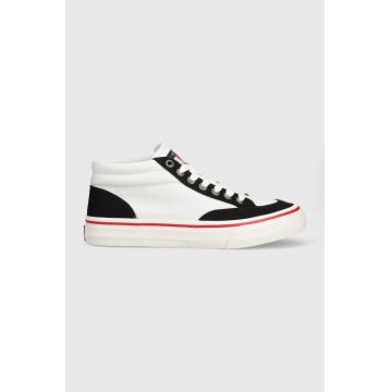 Tommy Jeans tenisi SKATE CANVAS MID barbati, culoarea alb, EM0EM01154