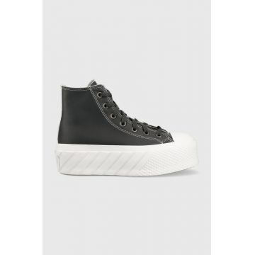 Converse tenisi Chuck Taylor All Star Lift 2X femei, culoarea gri, 572608C