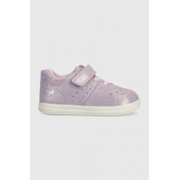 Primigi sneakers de piele întoarsă pentru copii culoarea violet