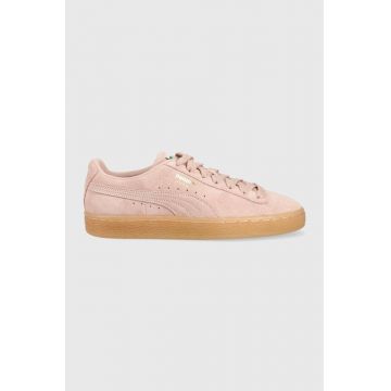 Puma sneakers din piele întoarsă Suede Classic XXI culoarea roz 374915