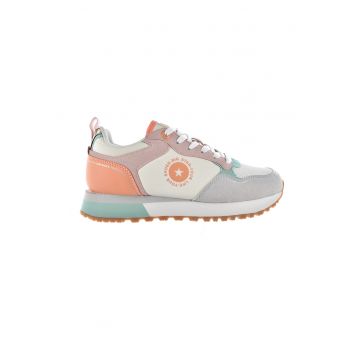 Pantofi sport cu model colorblock si garnituri din piele intoarsa ecologica