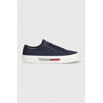 Tommy Jeans tenisi CANVAS SNEAKER barbati, culoarea albastru marin, EM0EM01299