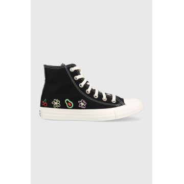 Converse tenisi Chuck Taylor All Star HI femei, culoarea negru, A06065C