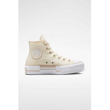 Converse tenisi Chuck Taylor All Star Lift HI femei, culoarea bej, A05009C