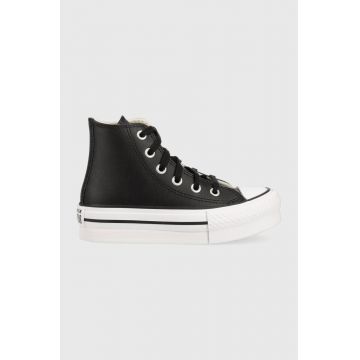 Converse tenisi de piele pentru copii CON OBUWIE A01015C EVA LIFT culoarea negru