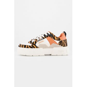 Pantofi sport din piele ecologica cu detalii cu animal print