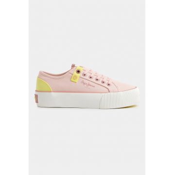 Pantofi sport flatform low-cut - Galben/Roz pastel