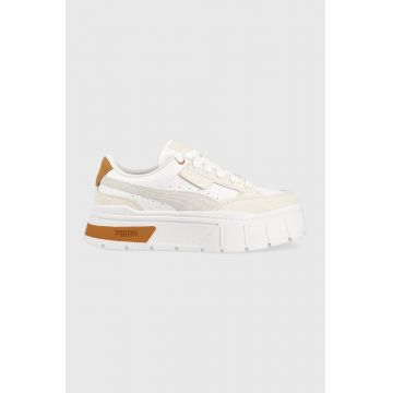 Puma sneakers din piele Mayze Stack Luxe Wns culoarea alb 389853