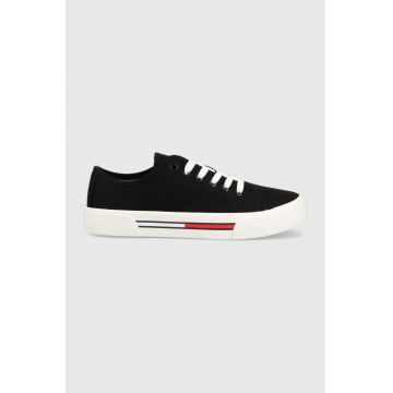 Tommy Jeans tenisi LOW CUT WMNS CANVAS femei, culoarea alb, EN0EN02085