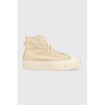 Converse tenisi Chuck Taylor All Star Lift HI femei, culoarea bej, A06092C