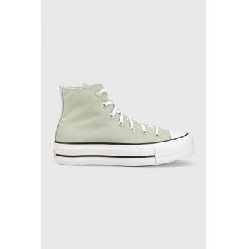 Converse tenisi Chuck Taylor All Star Lift HI femei, culoarea verde, A03541C