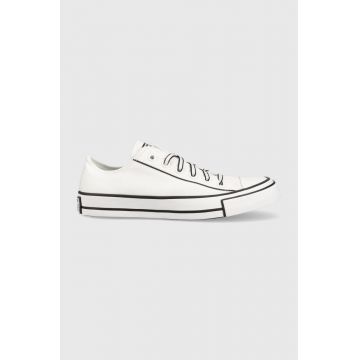 Converse tenisi Chuck Taylor All Star OX femei, culoarea alb, A03528C