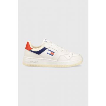 Tommy Jeans sneakers din piele TJM BASKET PREMIUM culoarea alb, EM0EM01216