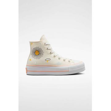 Converse tenisi Chuck Taylor All Star Lift HI culoarea bej, A03516C