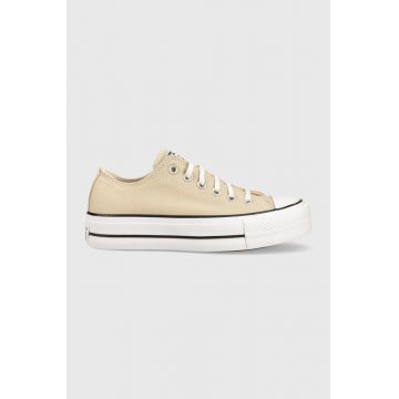 Converse tenisi Chuck Taylor All Star Lift OX femei, culoarea bej, A03542C