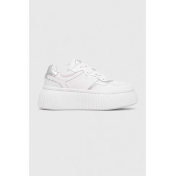 Karl Lagerfeld sneakers din piele KREEPER LO culoarea alb, KL42323