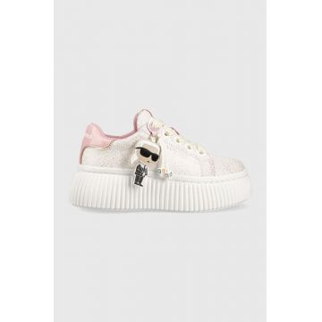 Karl Lagerfeld sneakers din piele KREEPER LO culoarea alb, KL42376N