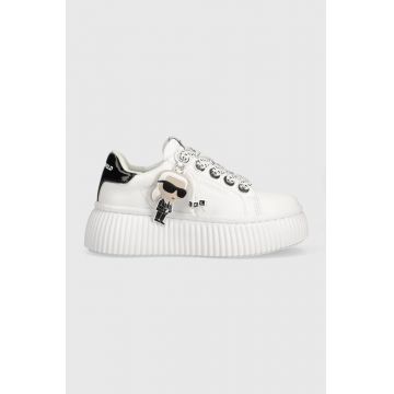 Karl Lagerfeld sneakers din piele KREEPER LO culoarea alb, KL42376N