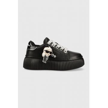 Karl Lagerfeld sneakers din piele KREEPER LO culoarea negru, KL42376N