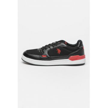 Pantofi sport de piele ecologica cu detalii din material textil