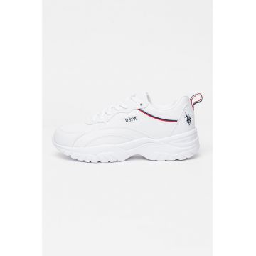 Pantofi sport de piele ecologica cu logo