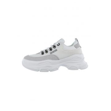 Pantofi sport masivi de piele intoarsa si plasa
