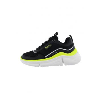Pantofi sport wedge cu insertii de piele intoarsa