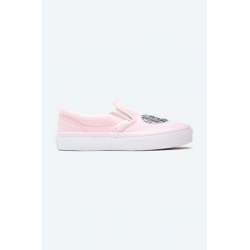 Vans tenisi copii Sequin Patch Classic Slip-On culoarea roz