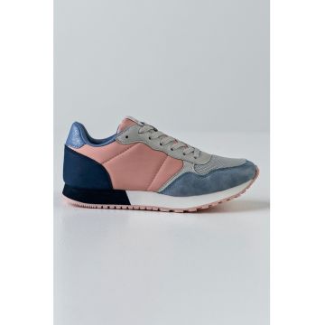 Pantofi sport colorblock cu insertii de piele intoarsa sintetica