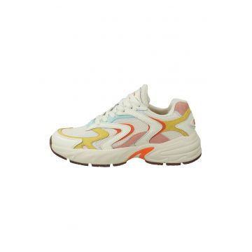 Pantofi sport cu model colorblock si garnituri din piele