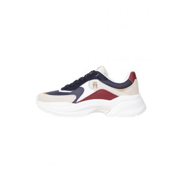 Pantofi sport de piele cu detalii de piele ecologica
