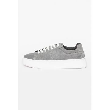 Pantofi sport de piele intoarsa si imprimeu logo Allen