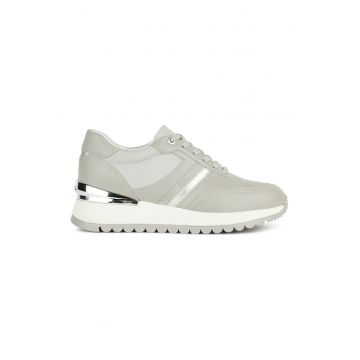 Pantofi sport de piele si piele intoarsa cu garnituri contrastante