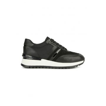 Pantofi sport de piele si piele intoarsa cu garnituri contrastante