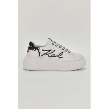Pantofi sport flatform de piele cu imprimeu logo