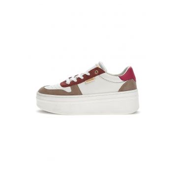 Pantofi sport wedge de piele ecologica si piele