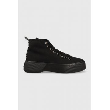 Tommy Jeans tenisi TJM MID PLATFORM barbati, culoarea negru, EM0EM01198