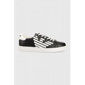 EA7 Emporio Armani sneakers din piele pentru copii culoarea negru