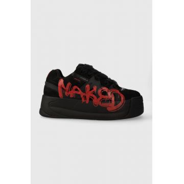Naked Wolfe sneakers din piele intoarsă Slide culoarea negru
