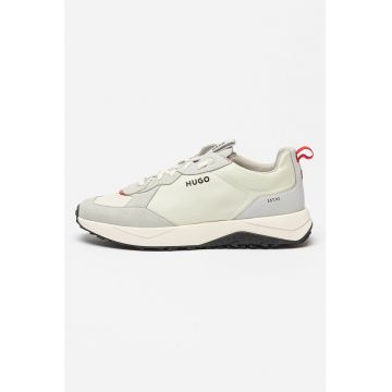 Pantofi sport cu garnituri de piele intoarsa ecologica Kane - Gri cenusiu/Verde pal