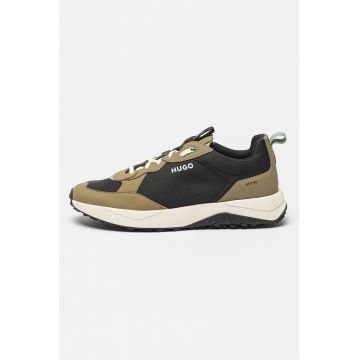 Pantofi sport cu garnituri de piele intoarsa ecologica Kane